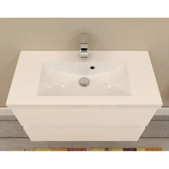 Lavabo da incasso in mineralmarmo bianco L 80 x H 4 x P 39 cm