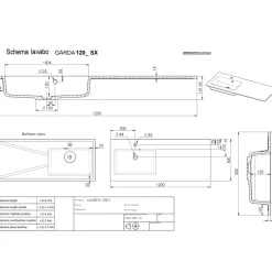 Lavabo da incasso 120x50 cm mineralmarmo bianco