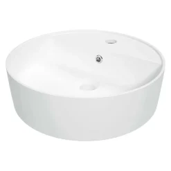 Lavabo d`appoggio ceramica Idrostile tondo con basetta bianco