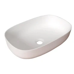 Lavabo da appoggio in solid surface 48x12,5x32 cm Bianco opaco
