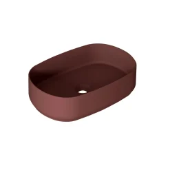 Lavabo da appoggio ovale in ceramica 55x12x36 cm Rosso