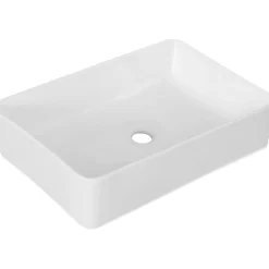 Lavabo d`appoggio in ceramica bianca l 55 x p 39 x h 15 cm