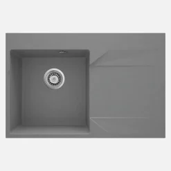 Lavello 1 vasca con gocciolatoio destra Idrostile Banes 500x195 mm Grigio Met