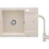 Lavello 1 vasca con gocciolatoio Idrostile Martí con rubinetto 440x164 mm Beige