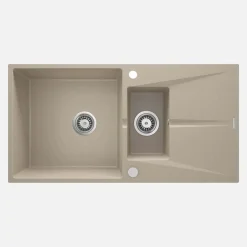 Lavello 1 vasca e mezza gocciolatoio Idrostile Bayamo 500x215 mm sabbia
