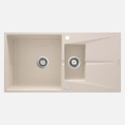 Lavello 1 vasca e mezza gocciolatoio Idrostile Bayamo 500x215 mm beige