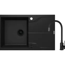 Lavello 1 vasca gocciolatoio Idrostile Florida con rubinetto 490x194 mm nero
