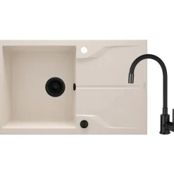 Lavello 1 vasca gocciolatoio Idrostile Florida con rubinetto 490x194 mm Beige