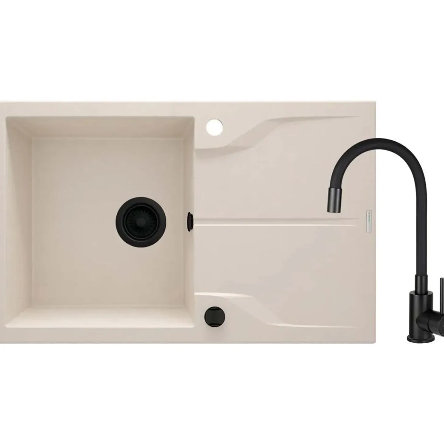 Lavello 1 vasca gocciolatoio Idrostile Florida con rubinetto 490x194 mm Beige