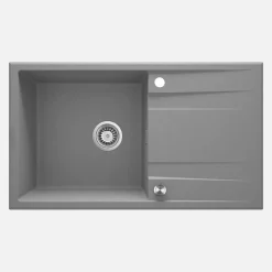 Lavello 1 vasca gocciolatoio Idrostile Güines sifone 500x209 mm grigio met