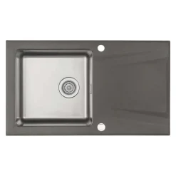 Lavello 1 vasca gocciolatoio Idrostile Mapos sifone 500x220 mm Antracite met