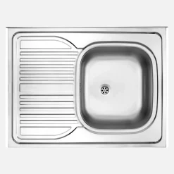 Lavello appoggio 1 vasca quadrata gocciolatoio sx Guantánamo acciaio inox