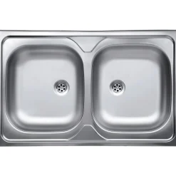 Lavello da appoggio 2 vasche 80 cm inox
