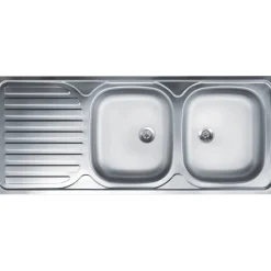 Lavello da appoggio 2 vasche dx 120 cm inox