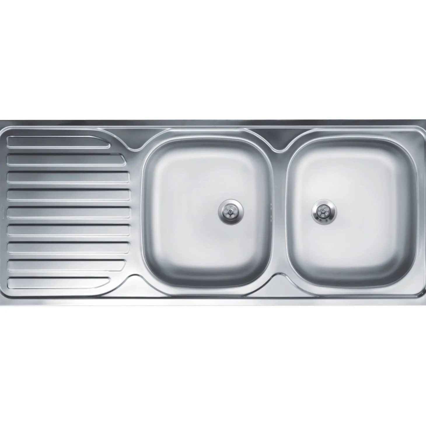Lavello da appoggio 2 vasche dx 120 cm inox