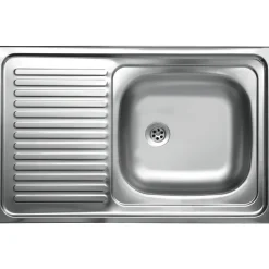 Lavello da appoggio 1 vasca dx 80 cm inox