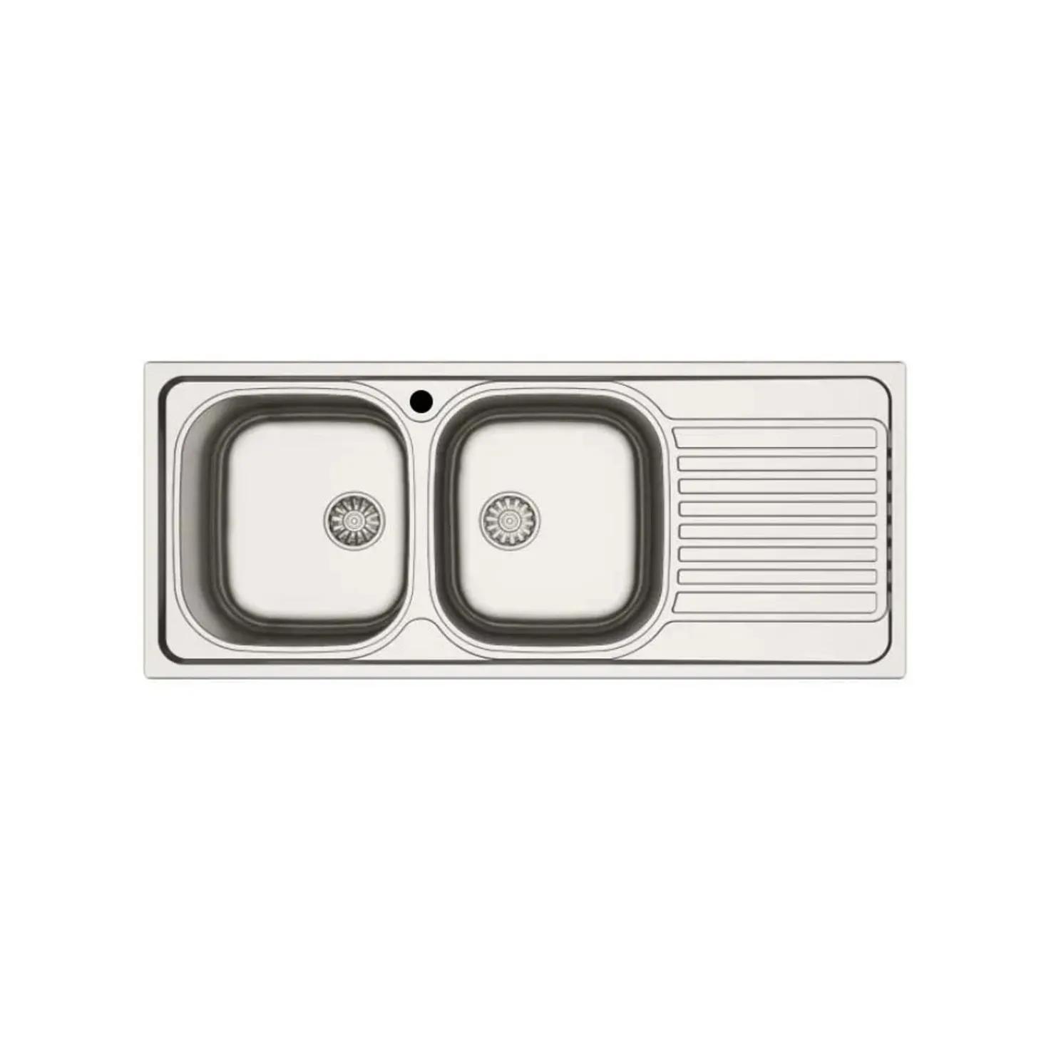 Lavello da incasso 2 vasche sx gocciolatoio dx 116x50 cm inox
