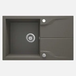 Lavello granito 1 vasca gocciolatoio Idrostile sifone 490x194 mm grigio