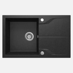 Lavello granito 1 vasca rettang gocciolatoio Idrostile sifone 490x194 mm