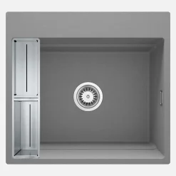 Lavello granito magnetico 1 vasca Idrostile sifone 520x220 mm grigio