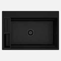 Lavello granito magnetico 1 vasca Idrostile sifone 520x220 mm nero
