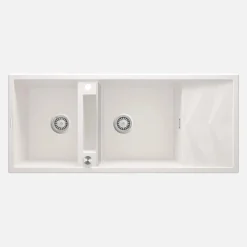 Lavello magnetico 2 vasche gocciolatoio Idrostile Guayos 500x224 mm Alabastro