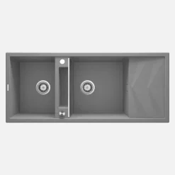 Lavello magnetico 2 vasche gocciolatoio Idrostile Guayos 500x224 mm grigio met