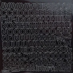 Letterfix alfabeto e numeri adesivi nero 12 mm