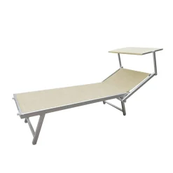 Lettino prendisole pieghevole alluminio e Textilen 183x58 cm H 36 cm ecrù