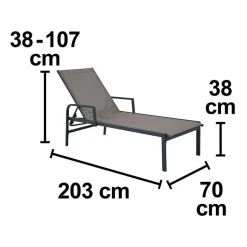 Lettino reclinabile Fernbrook in acciaio taupe