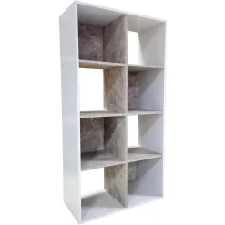 Libreria 8 vani in pannello truciolare Bianco-Cemento 60x30x120 cm