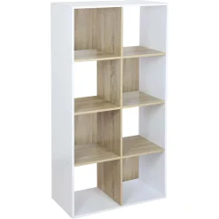 Libreria 8 vani in pannello truciolare Bianco-Sonoma 60x30x120 cm
