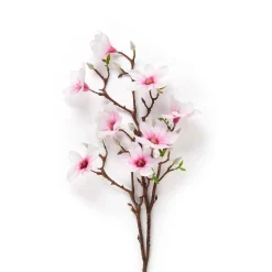 Magnolia finta 7 fiori in plastica e poliestere H89 cm rosa