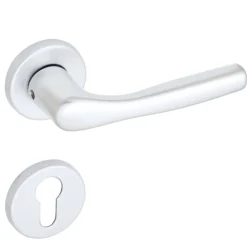 Maniglia Bica alluminio con rosette e bocchette Yale argento