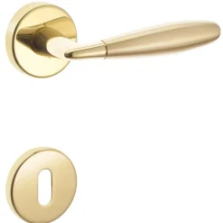 Maniglia bicolor modello undici con rosette e bocchette patent ottone