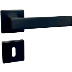 Maniglia con rosette modello squadrato nera