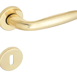 Maniglia Mil alluminio con rosette e bocchette patent ottone lucido