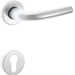 Maniglia Uno alluminio con rosette e bocchette Yale argento