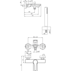Miscelatore esterno vasca Shark compreso di kit doccia cromo