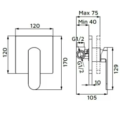 Miscelatore incasso doccia Zefir rame lucido Ø 35 mm