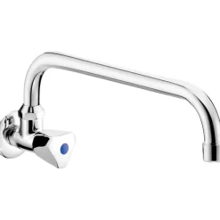 Miscelatore lavabo a parete per acqua fredda o mista cromo L10,5xP34xH5cm