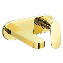 Miscelatore lavabo Batabanó a incasso a parete oro H75 L210 P255 mm