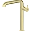 Miscelatore lavabo Limonar alto con bocca rettangolare oro spazzolato