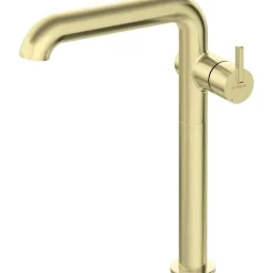 Miscelatore lavabo Limonar alto con bocca rettangolare oro spazzolato