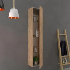 Mobile bagno a colonna revers sospeso Modula 1 anta 34x162x25 cm rovere nodato