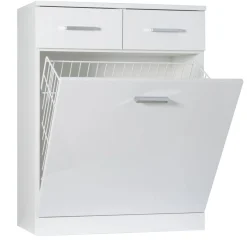 Mobile bagno a terra con portabiancheria 60x78 cm bianco