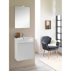 Mobile bagno assemblato con anta sospeso Mini 51x71x41 cm bianco opaco laccato