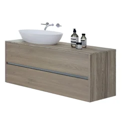 Mobile bagno base appoggio lavabo sospeso 2 cassetti H 52 cm