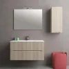 Mobile bagno base con lavabo in ceramica sospeso Zeus 101x46 cm legno chiaro