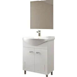 Mobile bagno base lavabo a terra 65 cm bianco con specchio